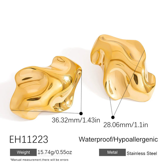 Stainless Steel Geometric Asymmetrical Retro Highend Colorpreserving Electroplated Women's Earrings