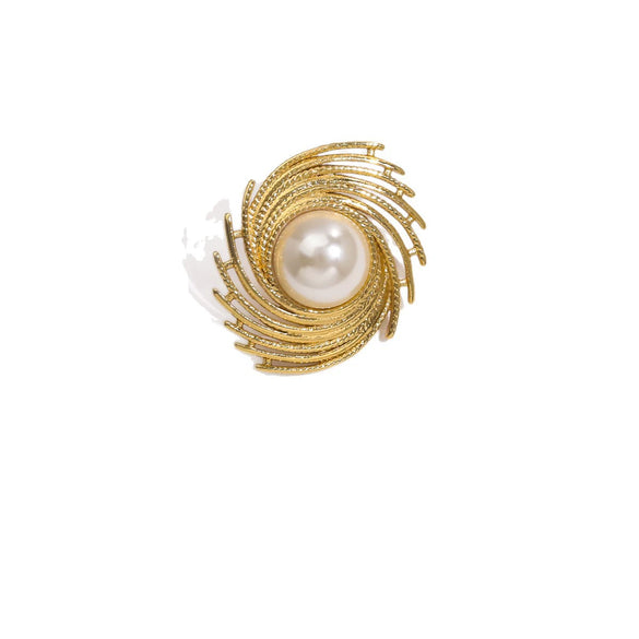 Stainless Steel Geometric Asymmetrical Spiral Earrings Set With Pearls For Women