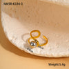 Stainless Steel Geometric Ball Design Open Ring Electroplated Hand Jewelry For Women Light Luxury Style