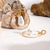 Stainless Steel Geometric Baroque Pearl Earrings For Women Electroplated