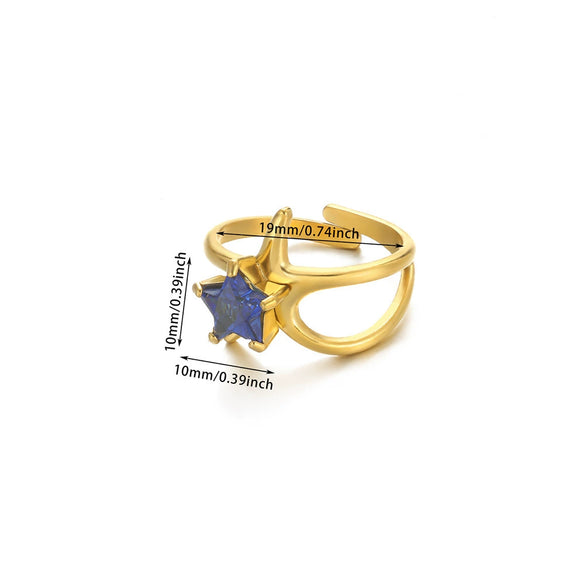 Stainless Steel Geometric Baroque Ring With Diamonds And Hollow Weaving