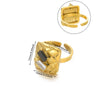 Stainless Steel Geometric Baroque Ring With Diamonds And Hollow Weaving