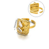 Stainless Steel Geometric Baroque Ring With Diamonds And Hollow Weaving
