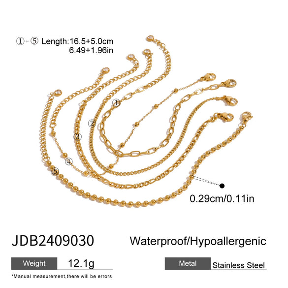 Stainless Steel Geometric Beaded Bracelet For Women Electroplated
