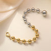 Stainless Steel Geometric Beaded Bracelet For Women With Electroplating