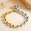 Stainless Steel Geometric Beaded Bracelet For Women With Electroplating