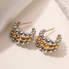 Stainless Steel Geometric Beaded Earrings For Women With Electroplating