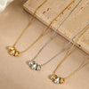 Stainless Steel Geometric Beaded Necklace Plated With 18K Gold For Women