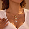 Stainless Steel Geometric Beaded Necklace Plated With 18K Gold For Women