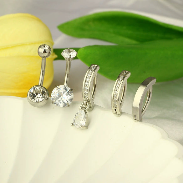 Stainless Steel Geometric Belly Button Ring For Unisex With Electroplating For Body Piercing