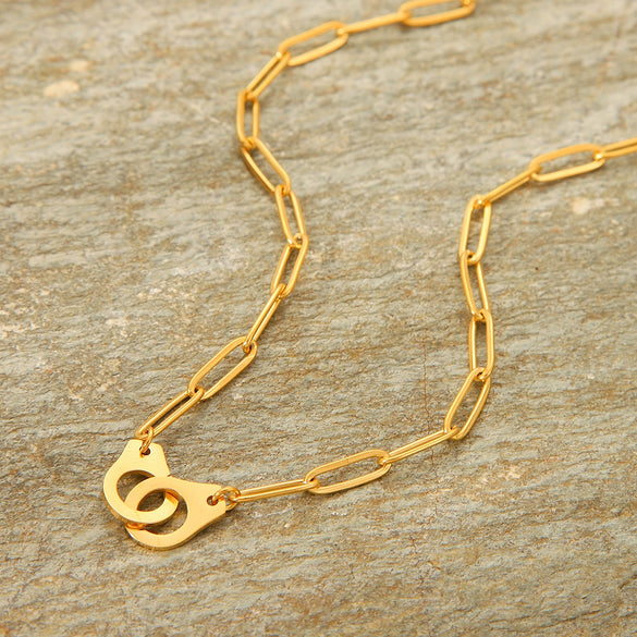 Stainless Steel Geometric Blade Chain Hiphop Necklace For Women With Electroplating