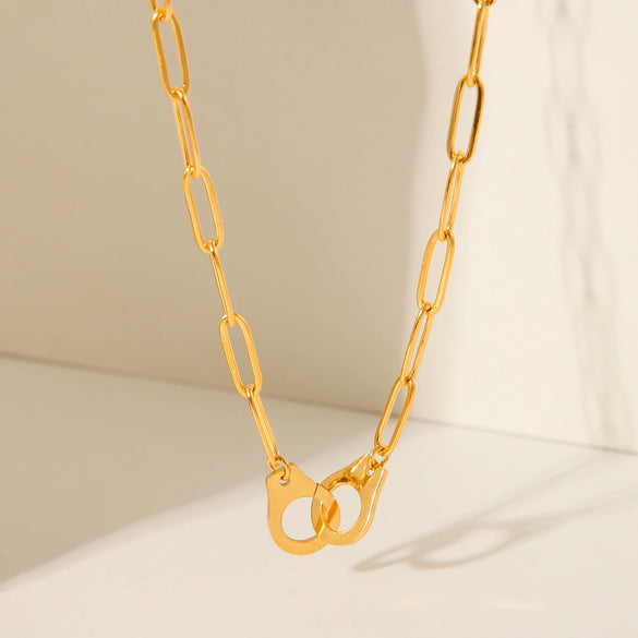 Stainless Steel Geometric Blade Chain Hiphop Necklace For Women With Electroplating