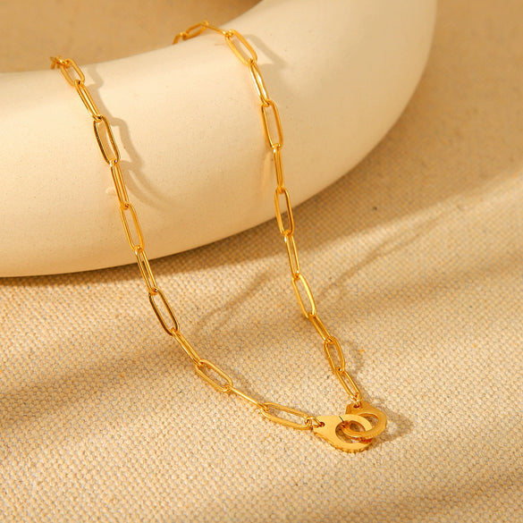Stainless Steel Geometric Blade Chain Hiphop Necklace For Women With Electroplating