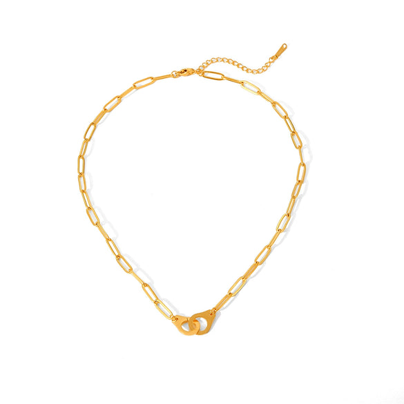 Stainless Steel Geometric Blade Chain Hiphop Necklace For Women With Electroplating