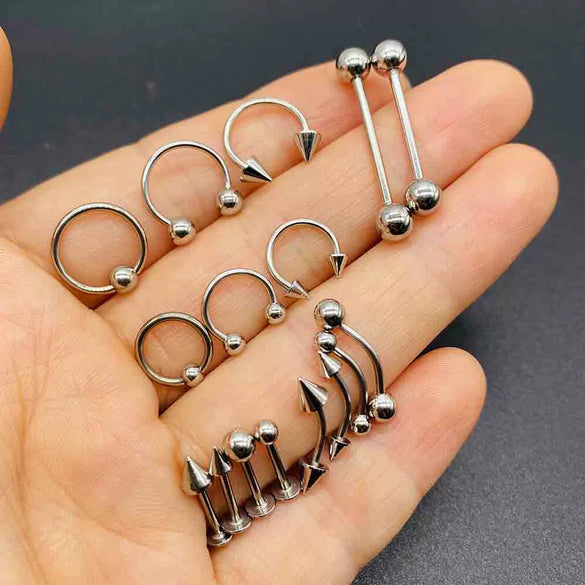 Stainless Steel Geometric Body Piercing Jewelry Electroplating Unisex Nose Ring Eyebrow Nail Lip Tongue Navel Ring