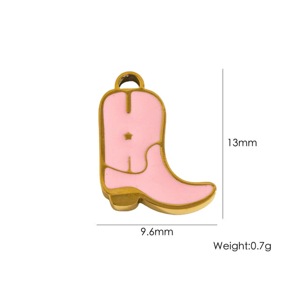 Stainless Steel Geometric Boots Tower Love Oil Drop Shell Pendant Jewelry Accessories With Vacuum In Furnace Electroplating