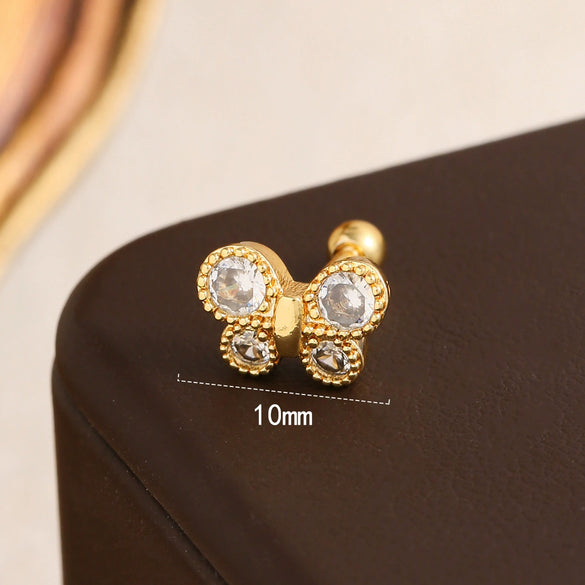 Stainless Steel Geometric Bow Star Soft Bone Piercing Auricular Square Earrings With Electroplating For Women