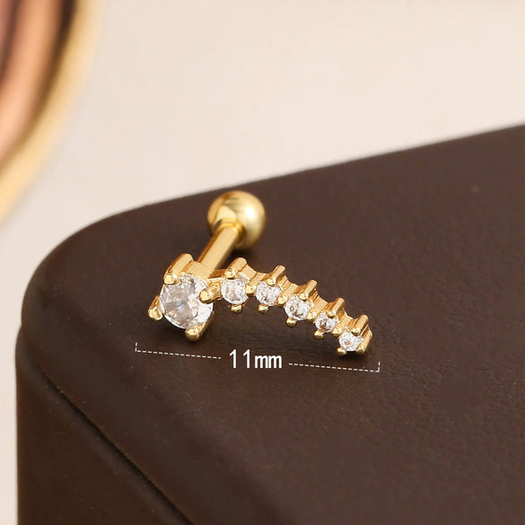 Stainless Steel Geometric Bow Star Soft Bone Piercing Auricular Square Earrings With Electroplating For Women