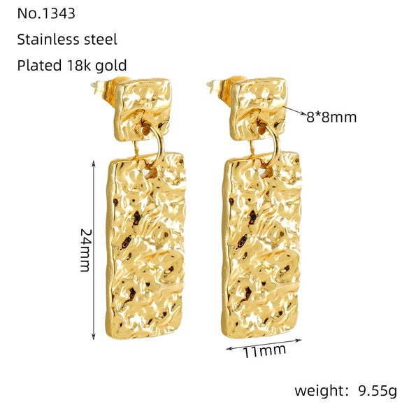 316L Stainless Steel Geometric Buckle Earrings For Women Gold Plated Jewelry