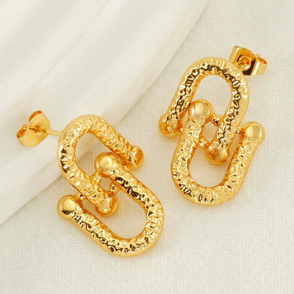 316L Stainless Steel Geometric Buckle Earrings For Women Gold Plated Jewelry