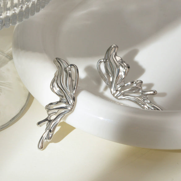 Stainless Steel Geometric Butterfly Earrings Jewelry Y2k Style Electroplating For Women