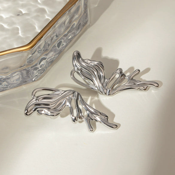Stainless Steel Geometric Butterfly Earrings Jewelry Y2k Style Electroplating For Women
