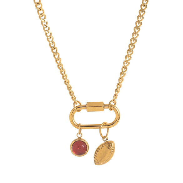 Stainless Steel Geometric Butterfly Lotus Pendant Necklace Vacuum Plated 18K Gold Color