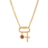 Stainless Steel Geometric Butterfly Lotus Pendant Necklace Vacuum Plated 18K Gold Color