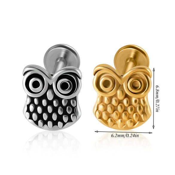 Stainless Steel Geometric Butterfly Love Lip Nail Four Leaf Clover Star Inner Teeth T Shaped Puncture Earrings Electroplated