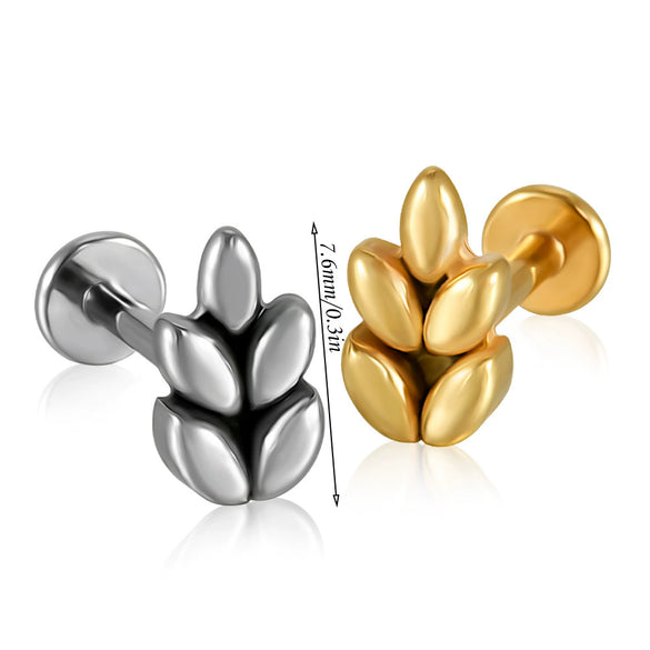 Stainless Steel Geometric Butterfly Love Lip Nail Four Leaf Clover Star Inner Teeth T Shaped Puncture Earrings Electroplated