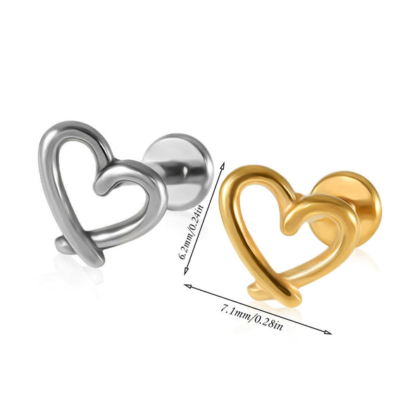 Stainless Steel Geometric Butterfly Love Lip Nail Four Leaf Clover Star Inner Teeth T Shaped Puncture Earrings Electroplated