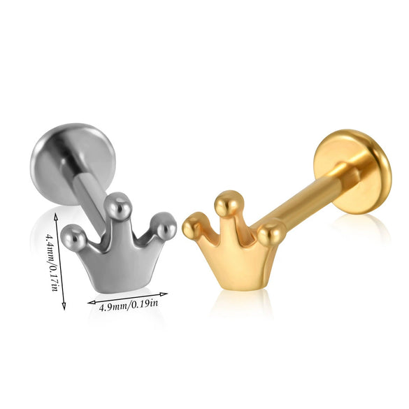 Stainless Steel Geometric Butterfly Love Lip Nail Four Leaf Clover Star Inner Teeth T Shaped Puncture Earrings Electroplated