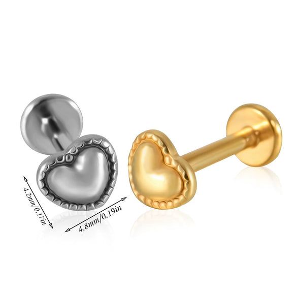 Stainless Steel Geometric Butterfly Love Lip Nail Four Leaf Clover Star Inner Teeth T Shaped Puncture Earrings Electroplated