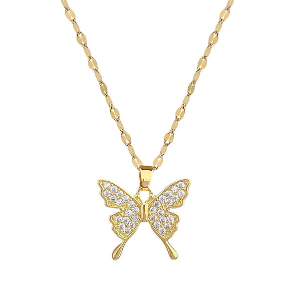 Stainless Steel Geometric Butterfly Mascot Necklace Unisex Lip Chain