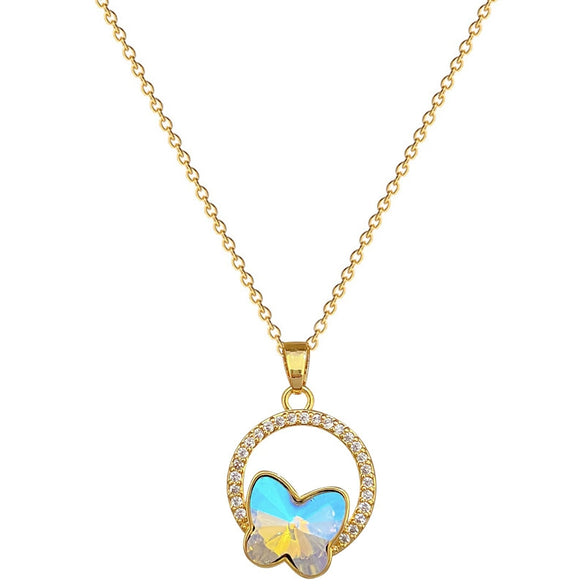 Stainless Steel Geometric Butterfly Ring And Necklace Set For Women