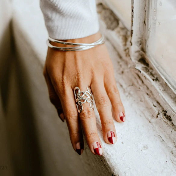 Stainless Steel Geometric Butterfly Ring Electroplated Jewelry