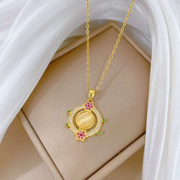 Stainless Steel Geometric Cartoon Style Ring And Necklace
