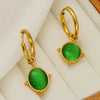 316L Stainless Steel Geometric Cat's Eye Earrings For Women With Electroplating And French Retro Style