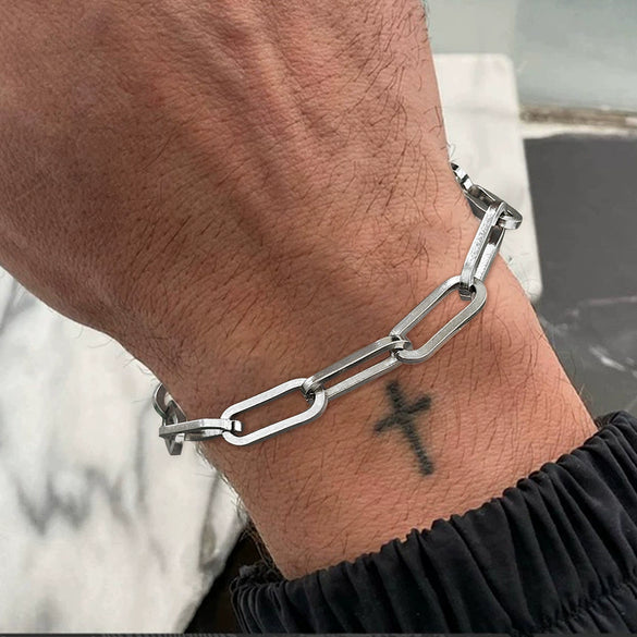 Stainless Steel Geometric Chain Bracelet With Electroplated Finish Retro Punk Style Unisex Fashion Jewelry