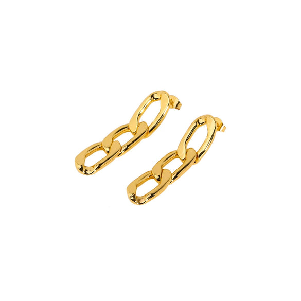Stainless Steel Geometric Chain Earrings For Women Electroplated Minimalist Style