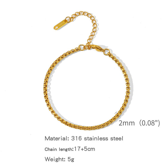 Stainless Steel Geometric Charm Unisex Bracelet 18K Vacuum Plated