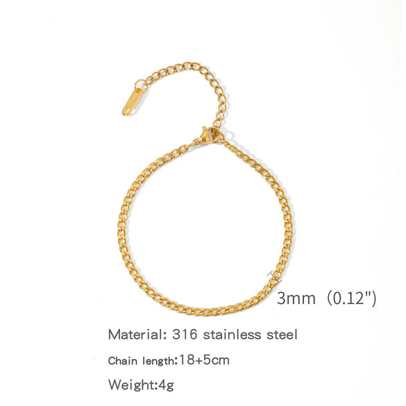 Stainless Steel Geometric Charm Unisex Bracelet 18K Vacuum Plated