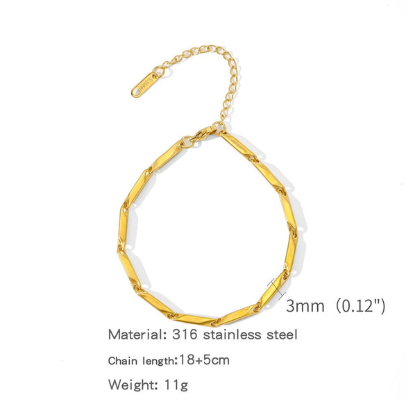 Stainless Steel Geometric Charm Unisex Bracelet 18K Vacuum Plated