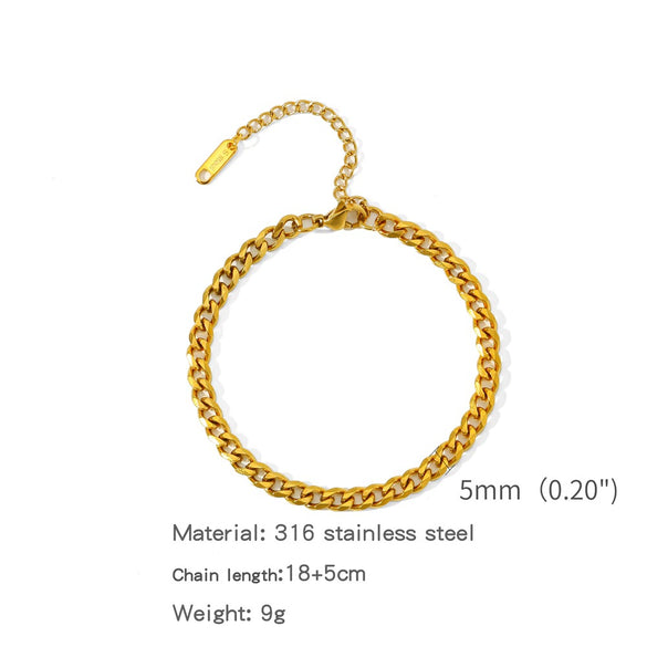Stainless Steel Geometric Charm Unisex Bracelet 18K Vacuum Plated