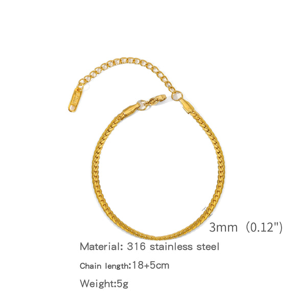 Stainless Steel Geometric Charm Unisex Bracelet 18K Vacuum Plated