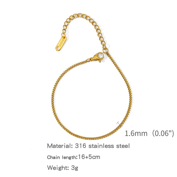 Stainless Steel Geometric Charm Unisex Bracelet 18K Vacuum Plated