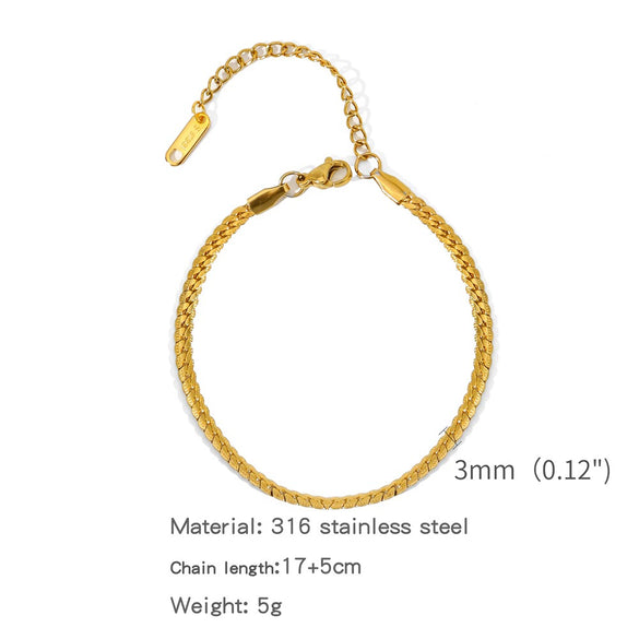 Stainless Steel Geometric Charm Unisex Bracelet 18K Vacuum Plated