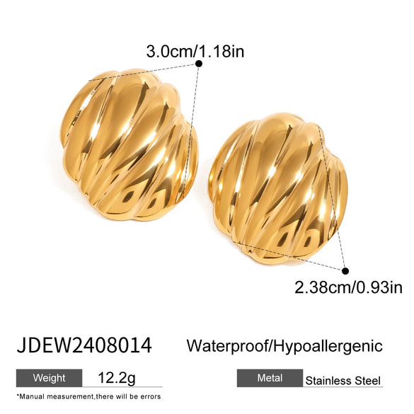 Stainless Steel Geometric Chubby Earrings For Women Electroplated