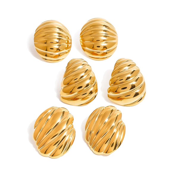 Stainless Steel Geometric Chubby Earrings For Women Electroplated