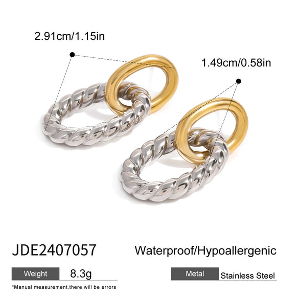 Stainless Steel Geometric Circle Earrings For Women With Electroplating